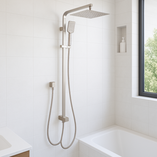 10 inch 250mm Square Brushed Nickel Twin Shower Set Top/Bottom Inlet 10 inch 250mm Square Brushed Nickel Twin Shower Set Top/Bottom Inlet